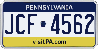 PA license plate JCF4562