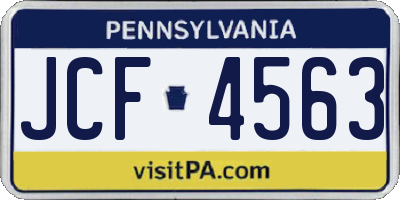 PA license plate JCF4563