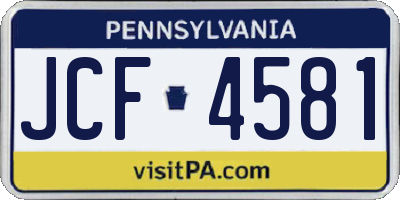 PA license plate JCF4581