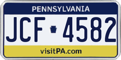 PA license plate JCF4582