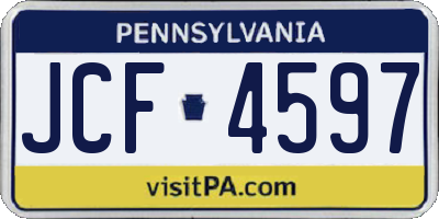 PA license plate JCF4597