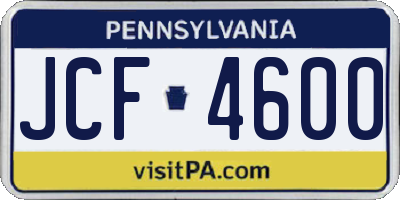 PA license plate JCF4600