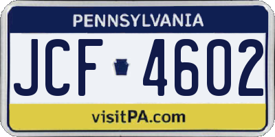 PA license plate JCF4602