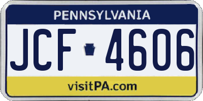 PA license plate JCF4606