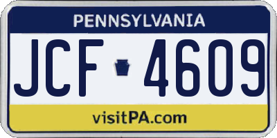 PA license plate JCF4609