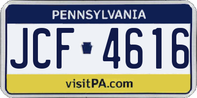 PA license plate JCF4616