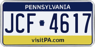 PA license plate JCF4617