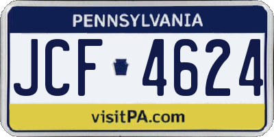 PA license plate JCF4624