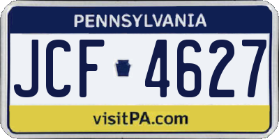 PA license plate JCF4627