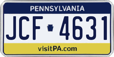 PA license plate JCF4631