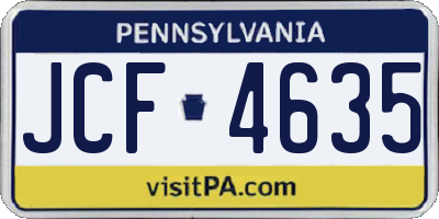 PA license plate JCF4635