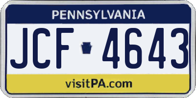 PA license plate JCF4643