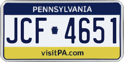 PA license plate JCF4651