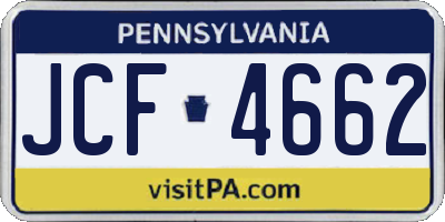 PA license plate JCF4662