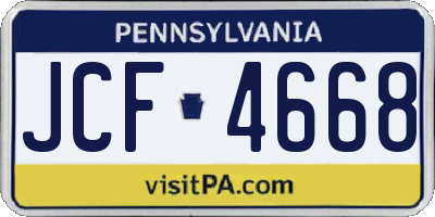 PA license plate JCF4668