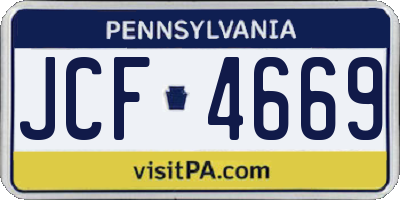 PA license plate JCF4669