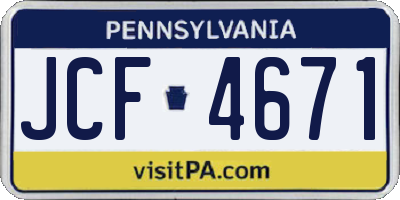 PA license plate JCF4671