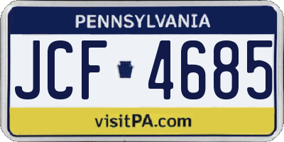 PA license plate JCF4685
