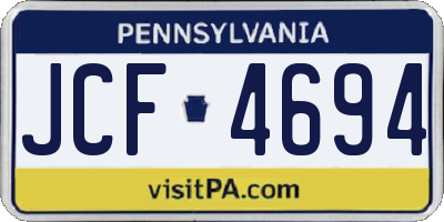 PA license plate JCF4694