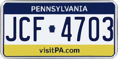 PA license plate JCF4703