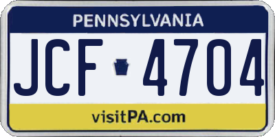 PA license plate JCF4704