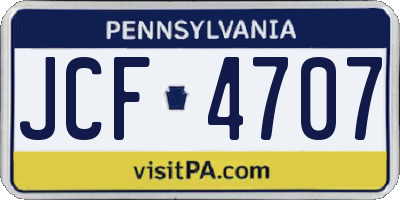 PA license plate JCF4707