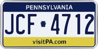 PA license plate JCF4712