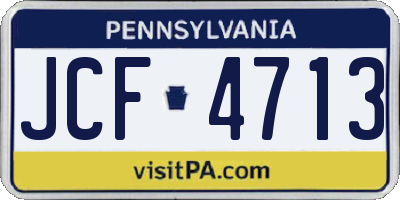 PA license plate JCF4713