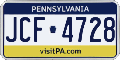 PA license plate JCF4728