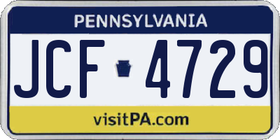 PA license plate JCF4729