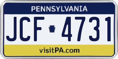 PA license plate JCF4731