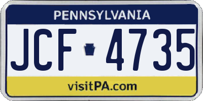 PA license plate JCF4735