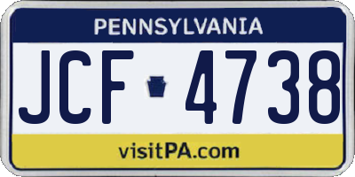 PA license plate JCF4738