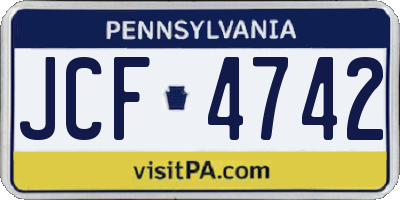 PA license plate JCF4742
