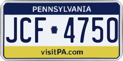 PA license plate JCF4750