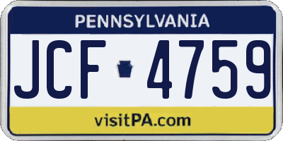 PA license plate JCF4759