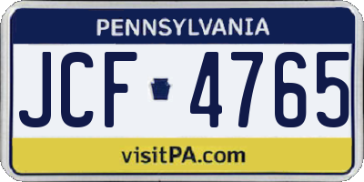 PA license plate JCF4765