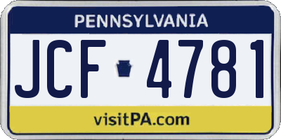 PA license plate JCF4781