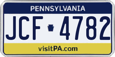 PA license plate JCF4782
