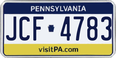 PA license plate JCF4783