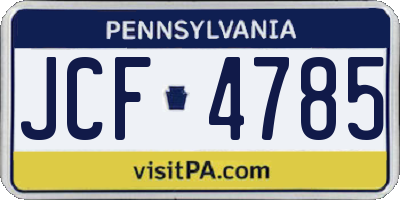PA license plate JCF4785
