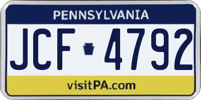 PA license plate JCF4792