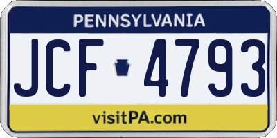 PA license plate JCF4793