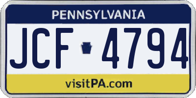 PA license plate JCF4794