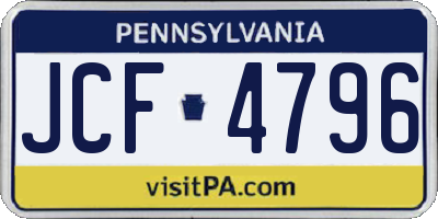 PA license plate JCF4796
