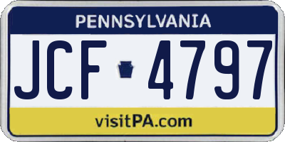 PA license plate JCF4797