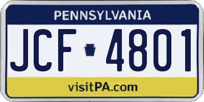 PA license plate JCF4801