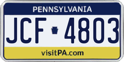 PA license plate JCF4803