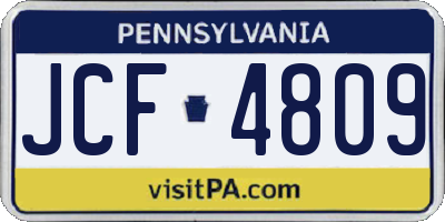 PA license plate JCF4809