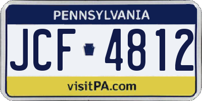 PA license plate JCF4812